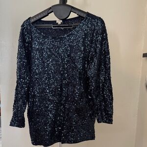 J. Crew Navy Lace Detail Top